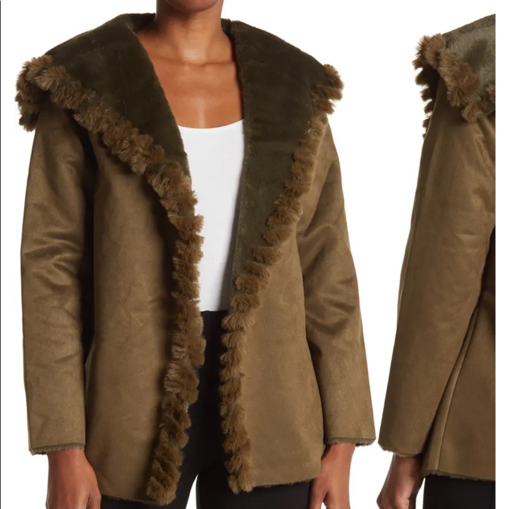 Love Token Valentina Faux Fur Jacket in Olive
